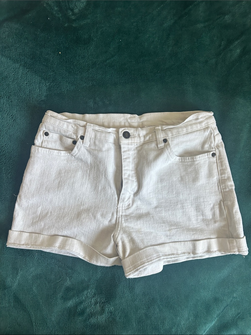 White Denim Jean Shorts - Classic High-Rise Style